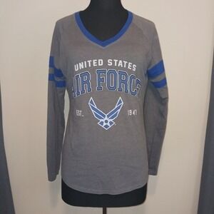 Sport Tek United States Air Force V-Neck Gray‎ Long Sleeve T-Shirt